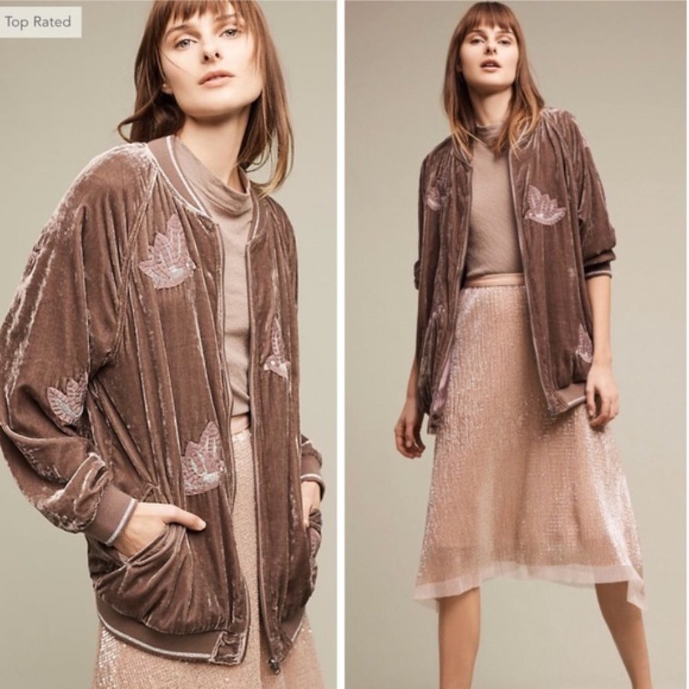 Anthropologie Hei Hei West End Velvet Bomber, XL